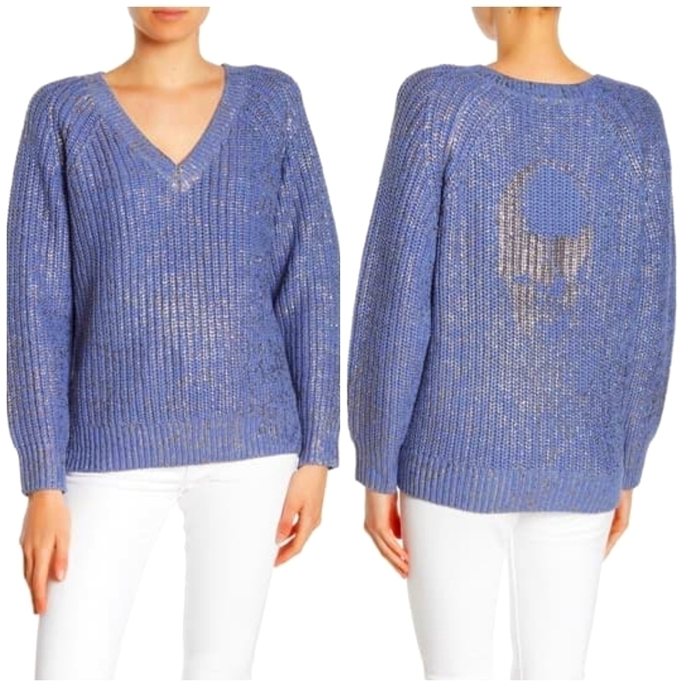 SKULL Cashmere Sora Skull Print Metallic Sw